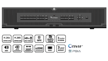 TVN-2216P-48T - Utc TruVision NVR 22P, H.265, 16 channel IP, 2U, 48TB (8x 6TB)
